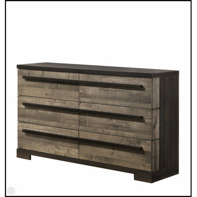 Commode à six tiroirs en bois avec rangement spacieux et élégante finition gris ébène pour les chambres à coucher modernes