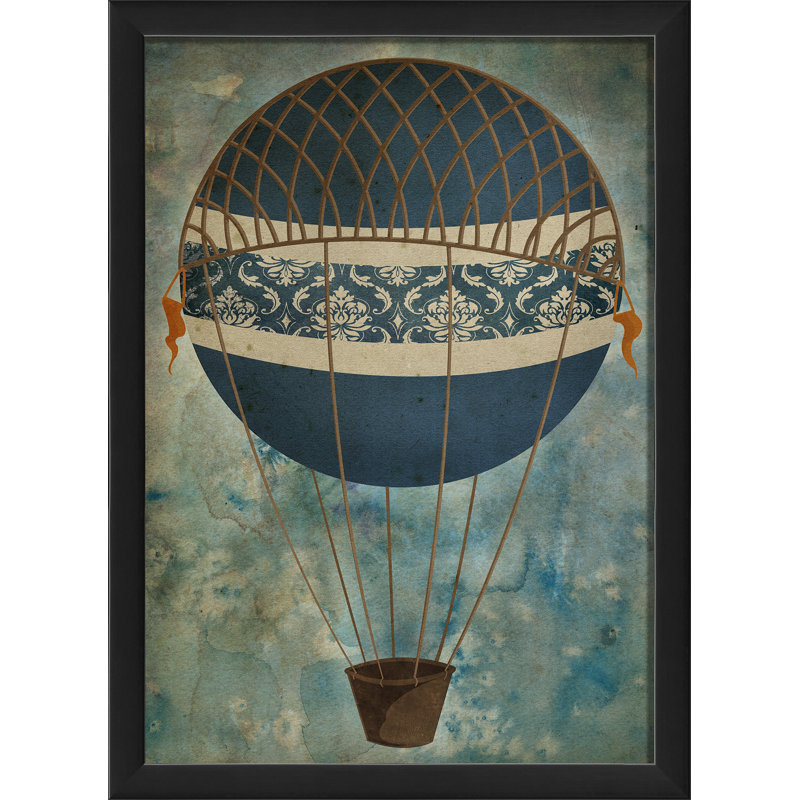 « hot air », impression encadrée de bleu
