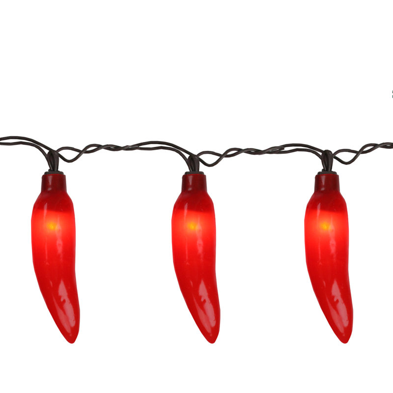 Guirlande de 35 piments avec fil brun 22,5 pi, Jaune/rouge/vert