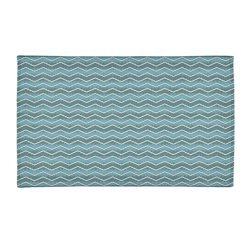 Tapis gris/bleu ondulé chevrons, Rectangle 3 pi x 5 pi