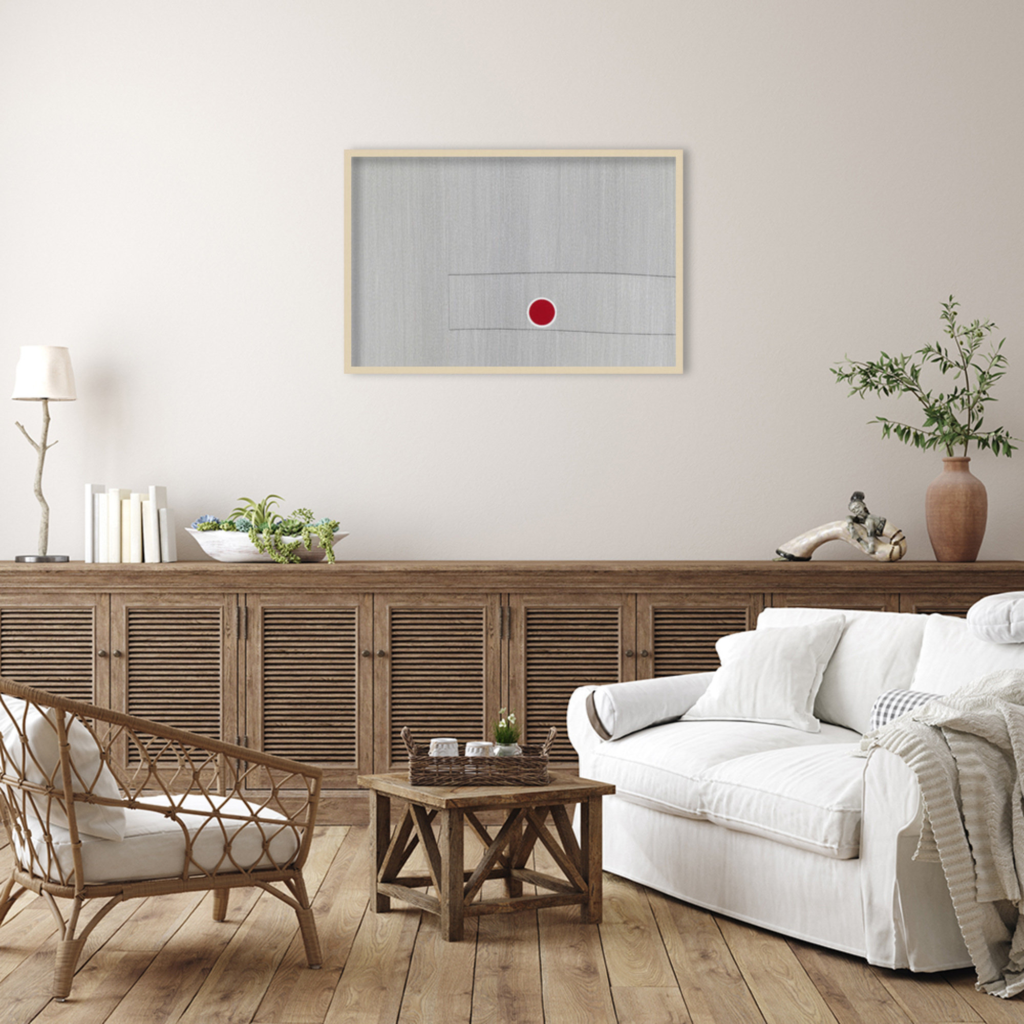 Grey Drawing Fifty Seven by Alex Dunn, 27" H x 41" W x 1" D, Brown