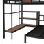 Grand lit superposé simple avec espace de rangement sur le lit supérieur, lit inférieur avec cintres et tablettes, peu encombrant / réduit le bruit