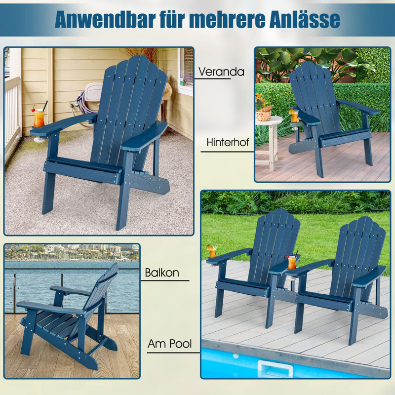 Braziel Foldable Outdoor Adirondack Chair, Blue