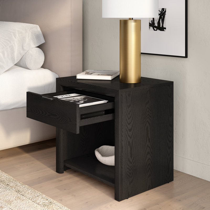 Table de chevet rectangulaire 24 po Clara, Grain noir