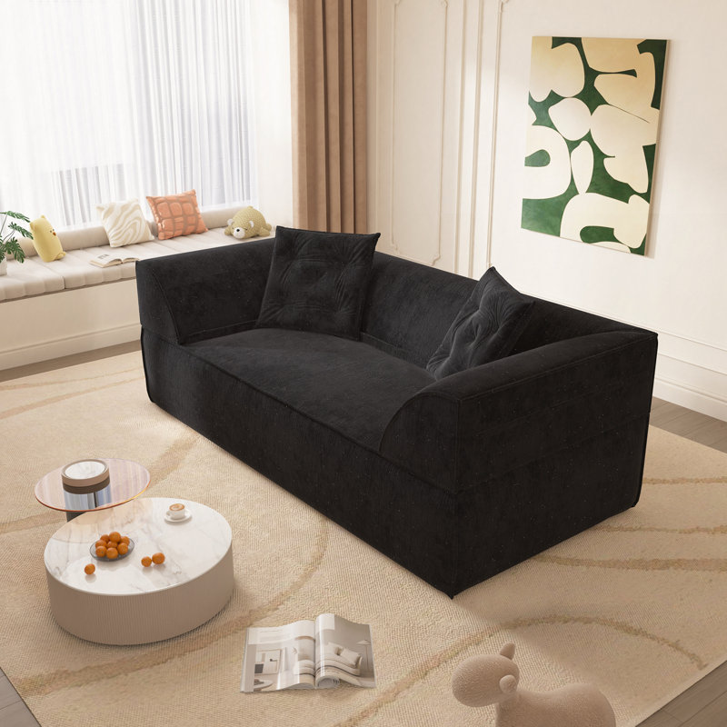 Canapé-lit en chenille de 79,5 po, Noir