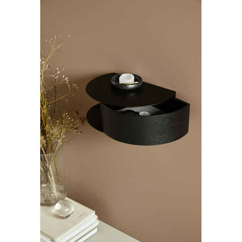 Wallie Wall Drawer, Black/Walnut