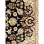 Tapis noir Indo-nain à motif floral noir 6 x 9