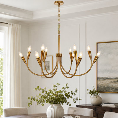 Lafferty 12 - Light 36.2'' W Large Sputnik Gold Dining Room Chandelier ETL Certified