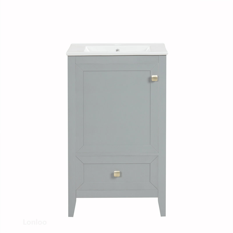 Meuble-lavabo polyvalent avec plusieurs options de rangement et fabrication durable, Gris
