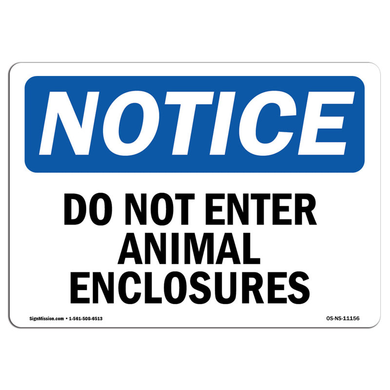 Panneau «Ne pas entrer dans les enclos d'animaux», H 12 po x l 18 po x P 0,1 po