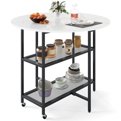 Extendable Round Metal Base Dining Table