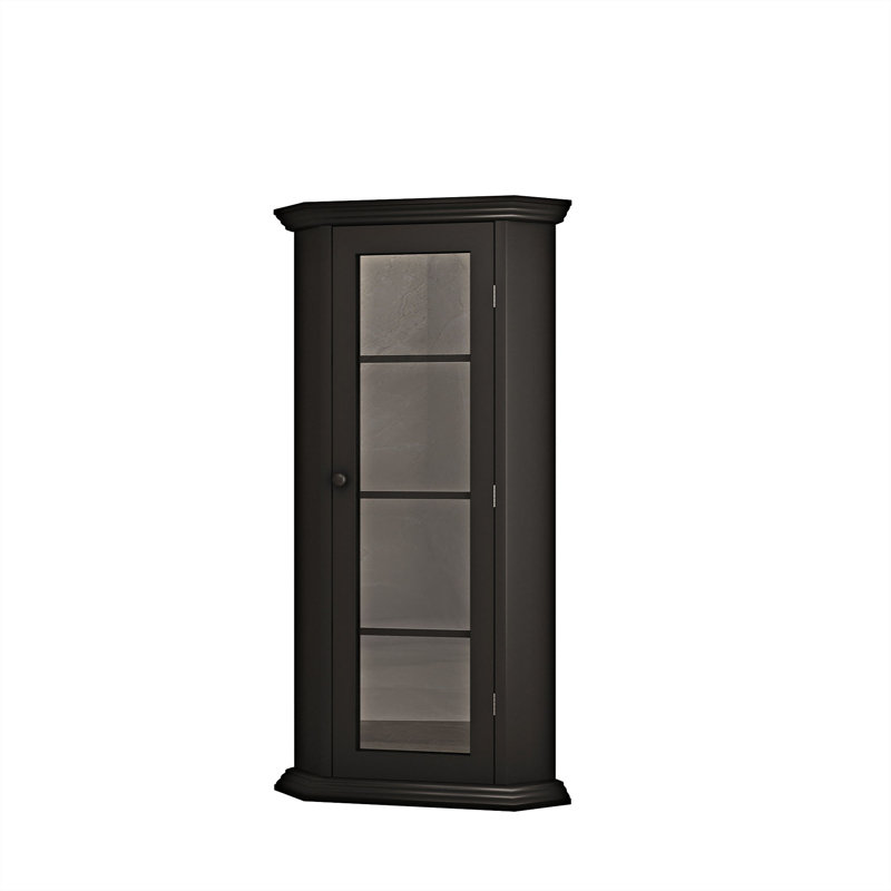 Boivin Corner Curio Storage Cabinet with Glass Door, Brown