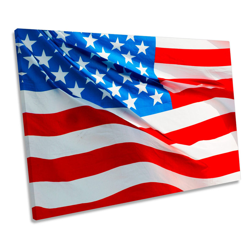 Stars Stripes America Flag - Wrapped Canvas Print, 61cm H x 91.4cm W x 4cm D