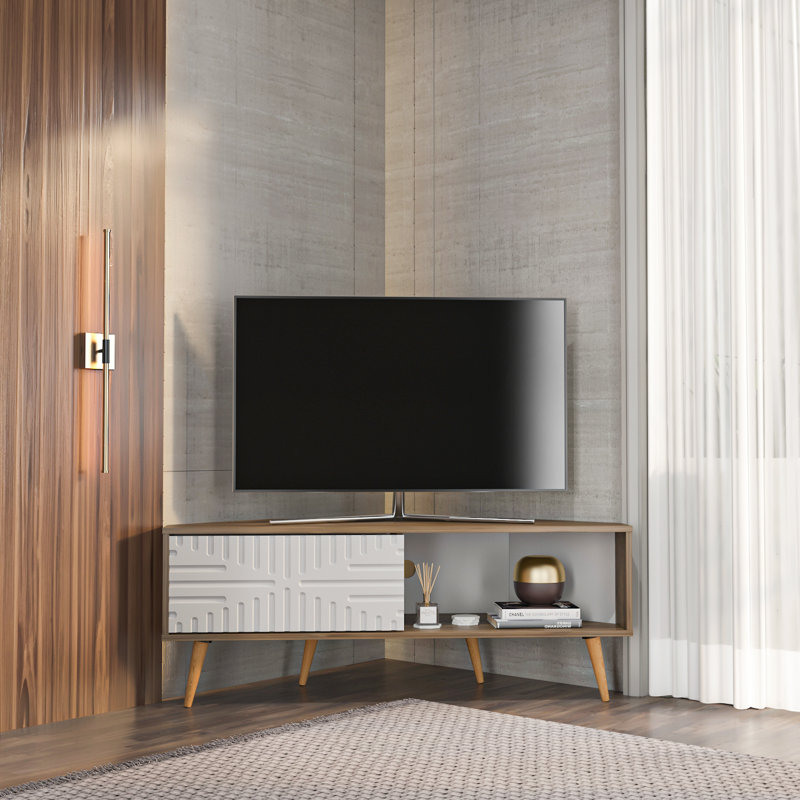 Halstead TV Stand for TVs up to 65", Brown/White