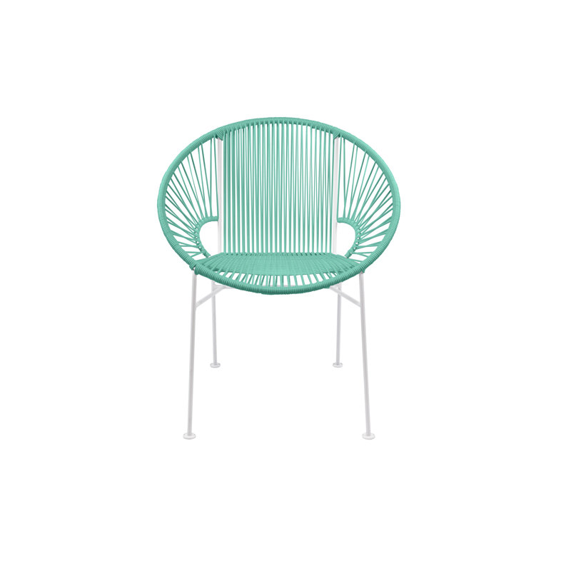 Concha Indoor/Outdoor Handmade Dining Chair, Turquoise, White