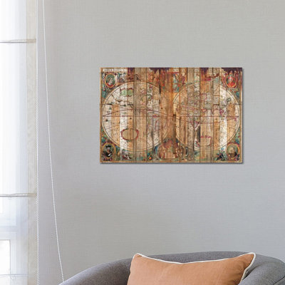 Reclaimed Wood Map by Diego Tirigall - Wrapped Canvas Print