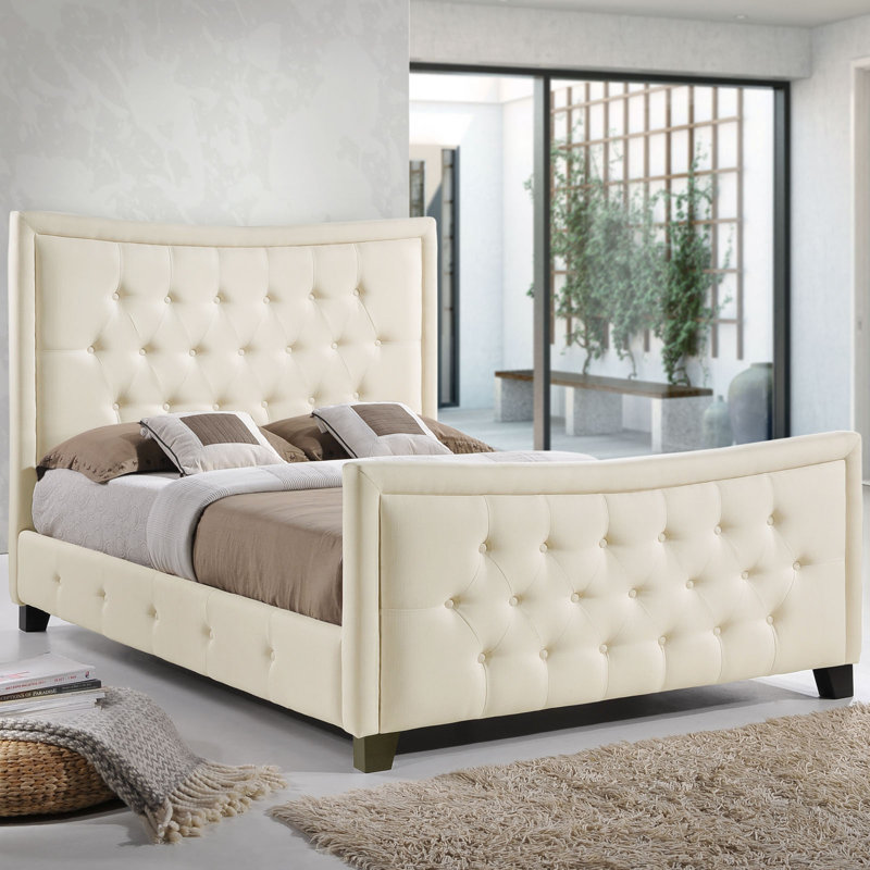 Modway Queen Tufted Upholstered Platform Bed, Ivory