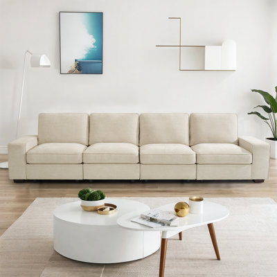 2/3/4 Seat Modular Sofa Modern Couch with Storage, Chenille Fabric Couches For Living Room, Office, Apart, Deep Seat, Usb Charge Port, with Removable Cover
