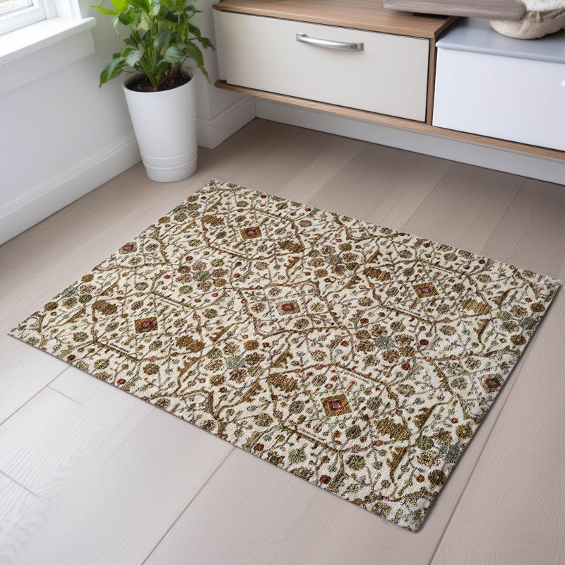 Premium Machine Washable Ducote AMF1130 Global Rug, Rectangle 1'8" x 2'6"