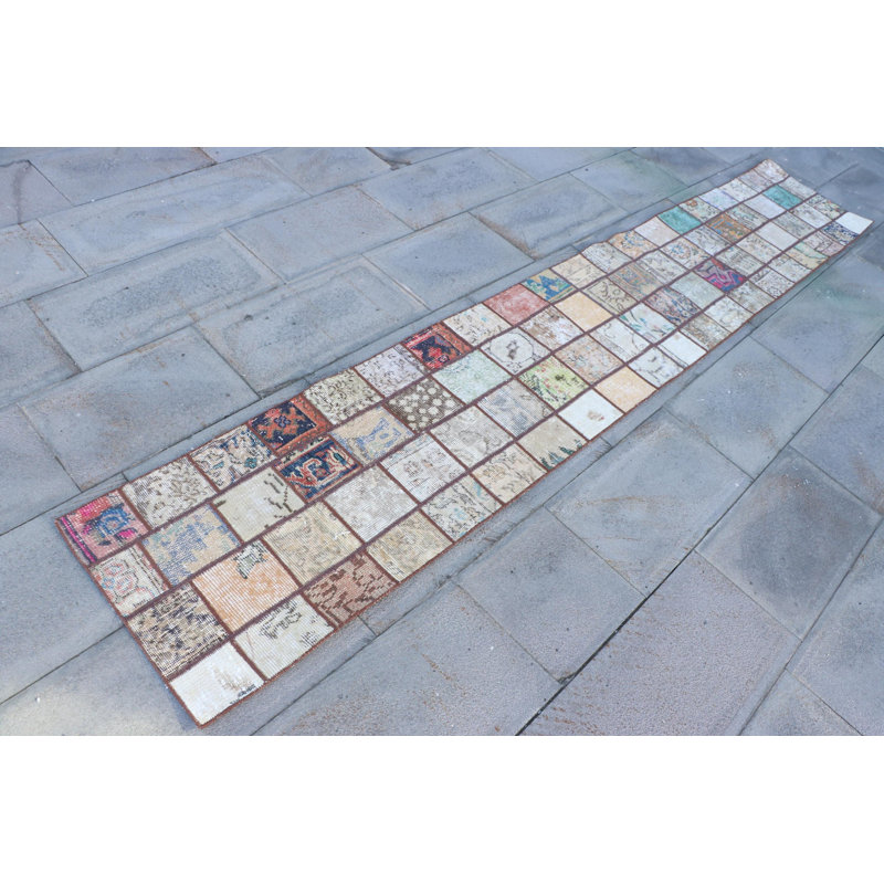 Tapis de style turc rétro tissé à la main Oushak beige pour escaliers et couloirs
