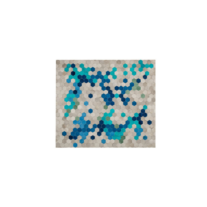 Angulo Cowhide Geometric Area Rug, Rectangle 9' x 12'