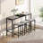 Rectangular MDF Kitchen Table Set with 3 Hanging Stools, Gray and Matte Black, 60.24 Inches Long
