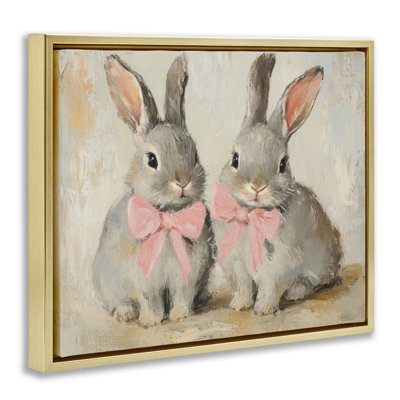 Bunnies in Bows Floating Frame, design par Petal Prints Design