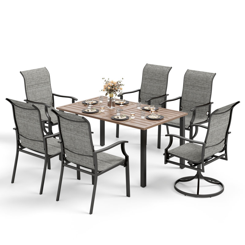 6 - Person Metal Patio Dining Set With Rectangular Table