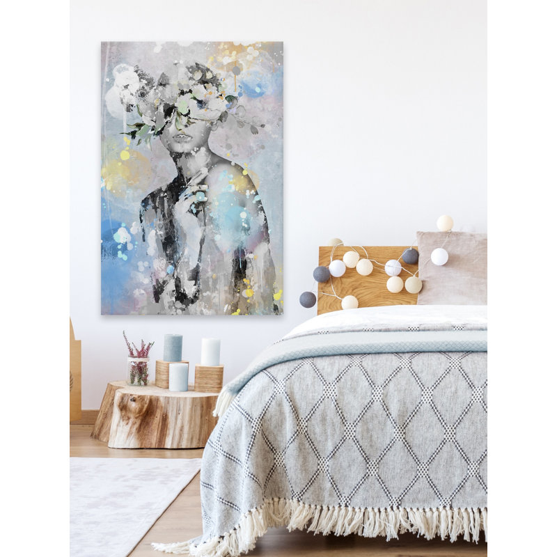 " White Floral Crown " by Parvez Taj Painting Print, 12" H x 8" W x 1.5" D