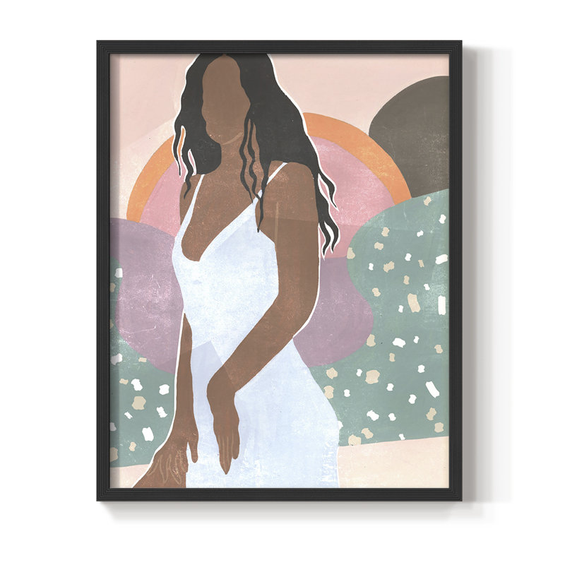 Curly Lady I, reproduction encadrée - bois massif, Noir, H 10 po x l 8 po