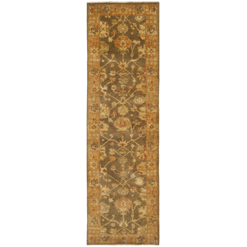 Oushak Oriental Hand-Knotted Wool Brown/Rust Area Rug, Runner 3' x 10'