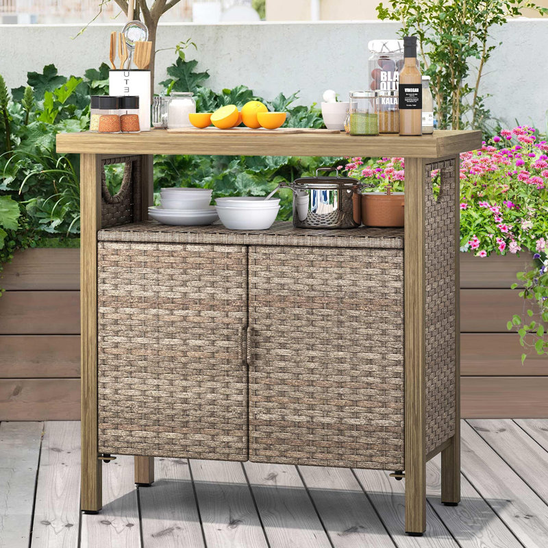Buffet d'extérieur rectangulaire L 19,7 po x l 35,4 po Bonchea, Brun