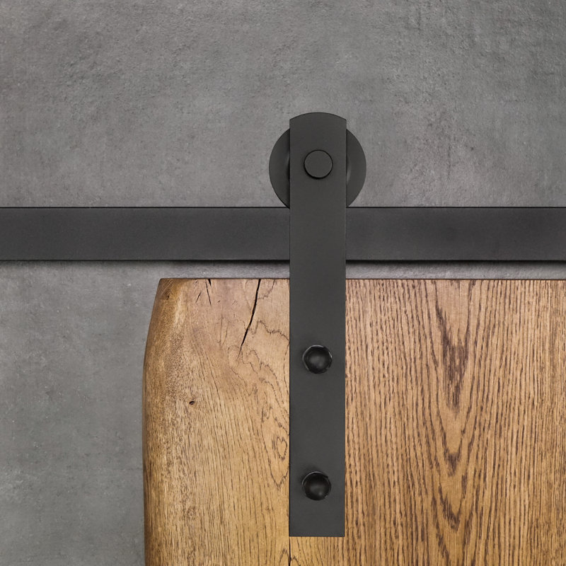 Arness Single Door Barn Door Hardware Kit, Black