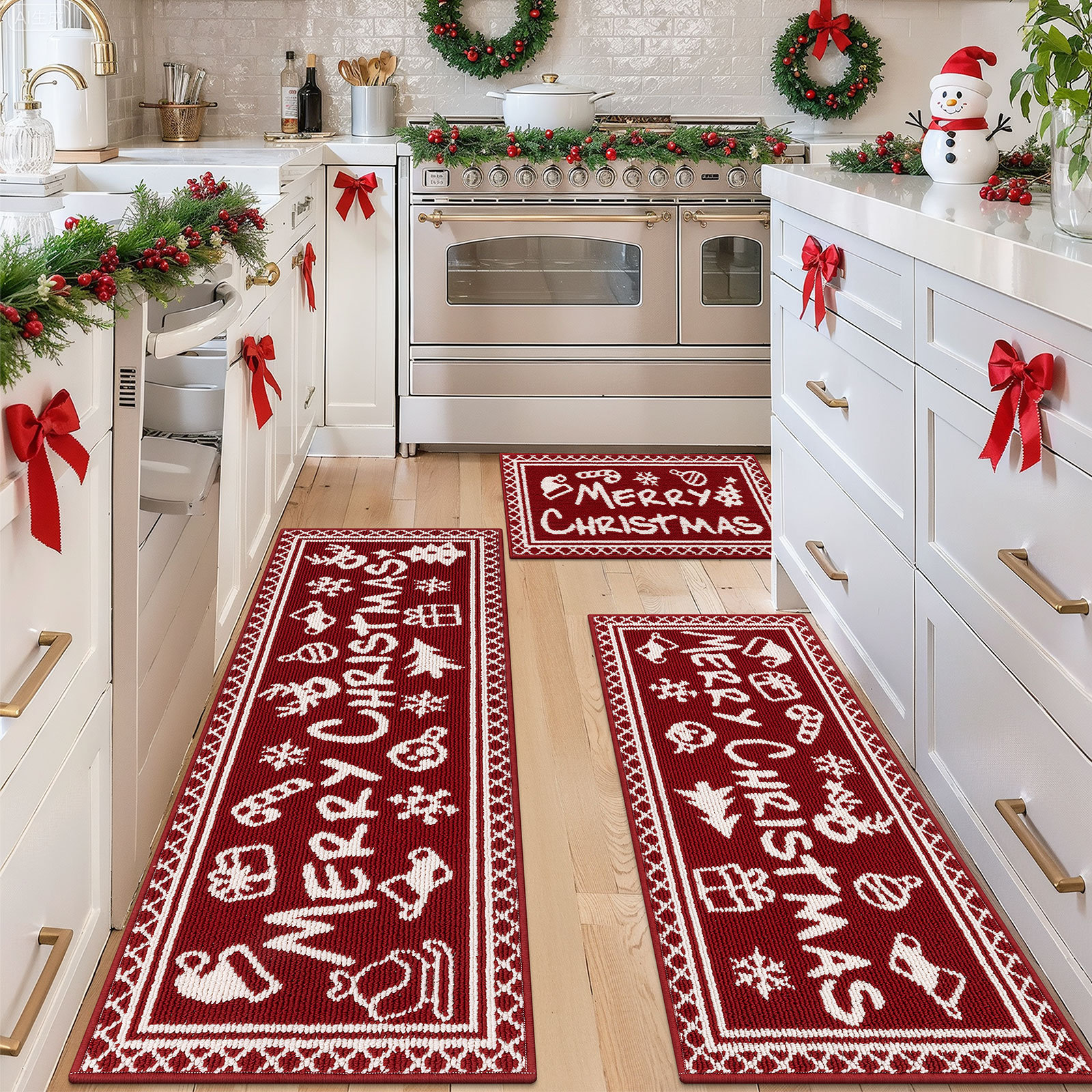 The Holiday Aisle® Christmas Red Kitchen Mat Runner Rug & Reviews | Wayfair
