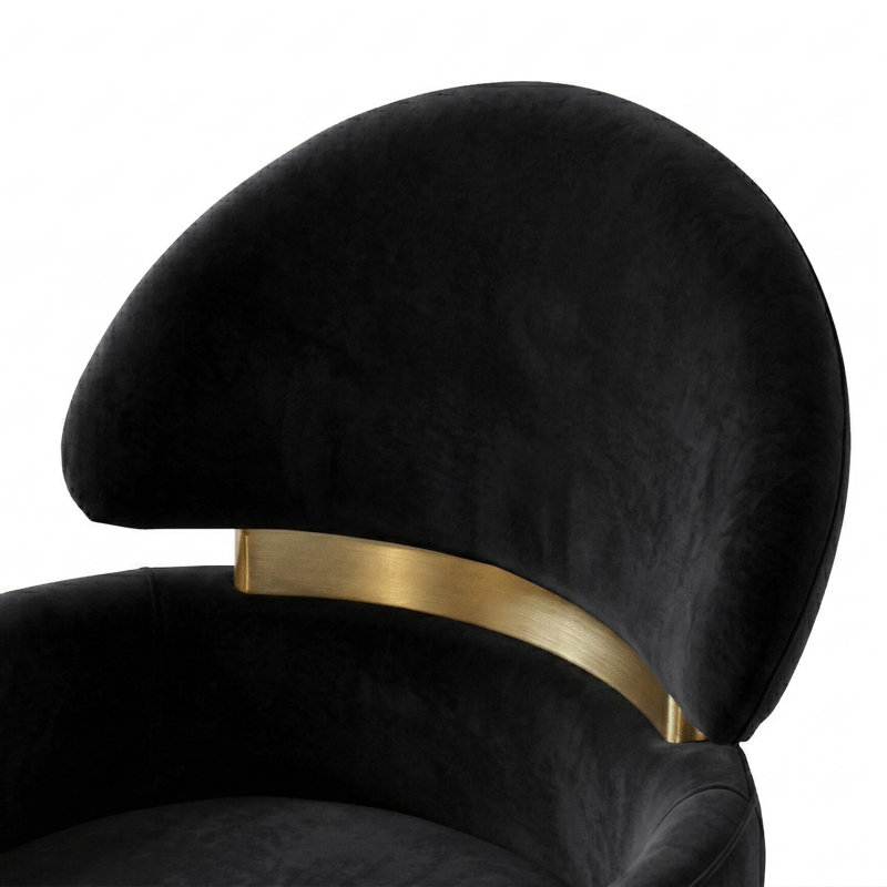 Chaise avec accoudoirs rembourrée Bexar, Noir
