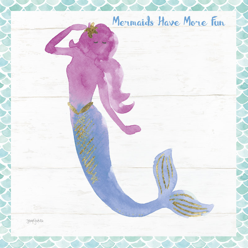 Mermaid Friends IV Fun by Jenaya Jackson - Wrapped Canvas Painting, 30cm H x 30cm W x 3.8cm D