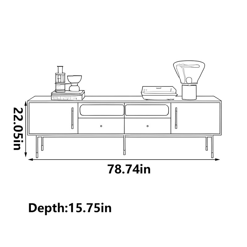 Meuble télé noir de style nordique, 78.74"