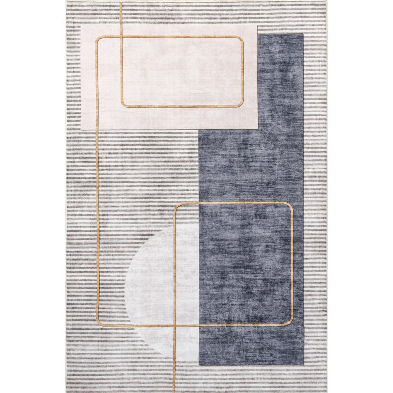 Maja SpinClean Modern Abstract Machine Washable Area Rug, Rectangle 4' x 6'