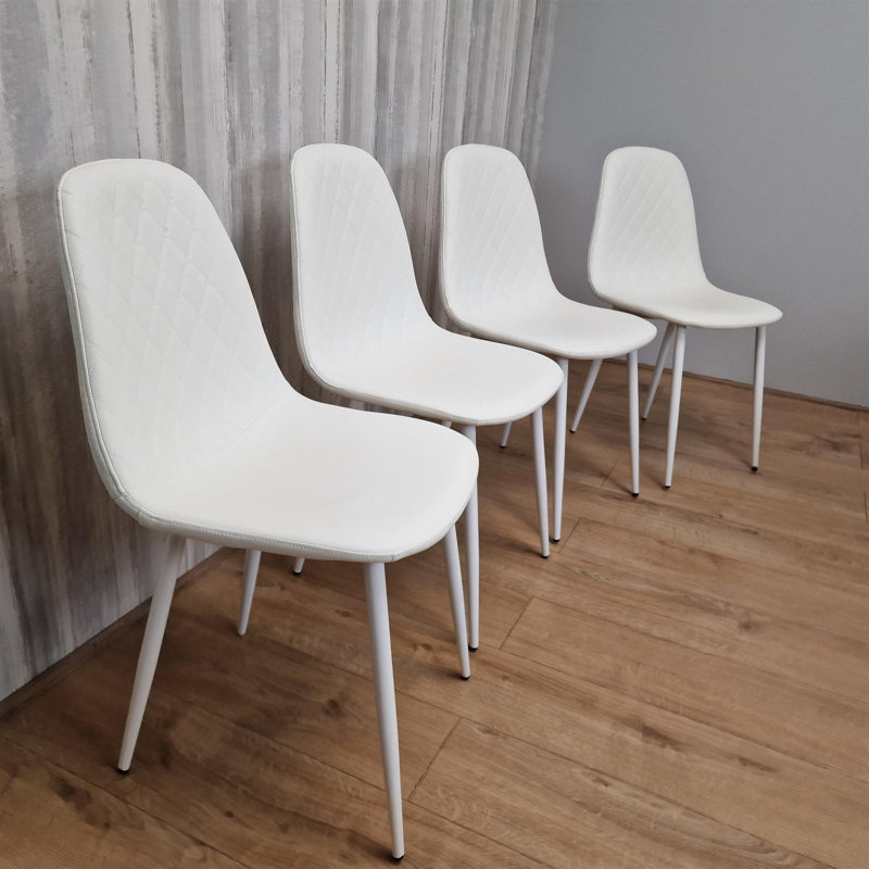 Penarth 44cm H Upholstered Metal Side Chair, White, White