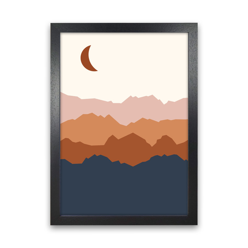 Moon Blue Mountain 01 - Print, Black Framed, 88cm H x 64cm W x 3cm D