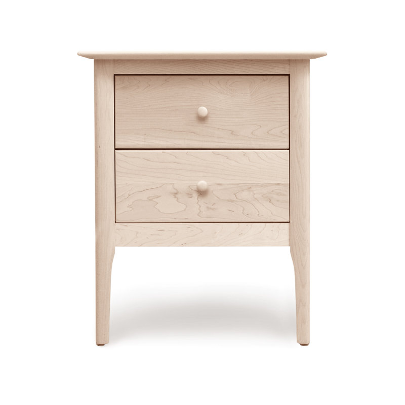 Sarah 2 - Drawer Solid Wood Nightstand, 24", Parchment Maple