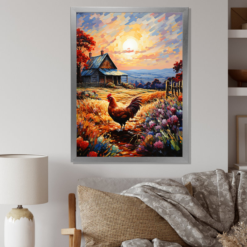 Aylamae Roaster Barnyard Serenade III sur toile, H 32 po x l 24 po x P 1 po, Impression argent sur toile encadrée