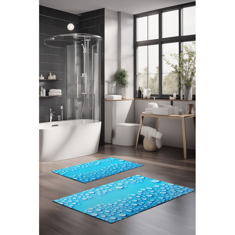 Eakly Luxury Bathmat Set (2 Pieces), 100% Polyester, 16.0 x 23.6 inches & 23.6 x 39.4 inches | Non-Slip Antibacterial Design, 0.3 in Pile Height | Machine Washable, Durable & Easy to Clean | Ideal for Bathroom Décor