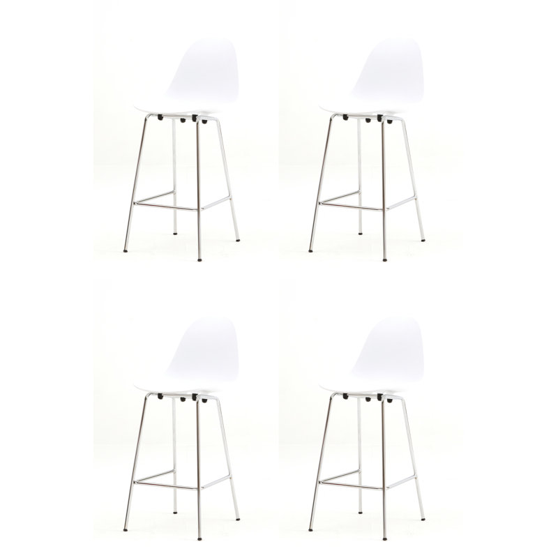 TA Bar & Counter Stool, Bar Stool (29.5" Seat Hight), Chrome, White
