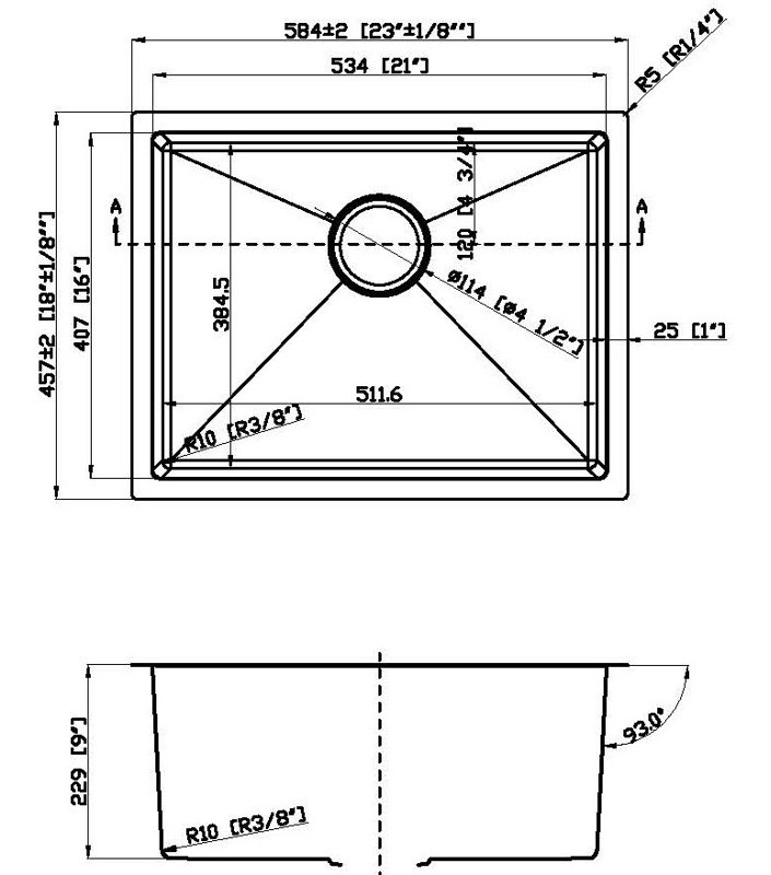 Évier de cuisine encastré à simple cuve en acier inoxydable calibre 18 23 po x 18 po x 12 po Undermount R10