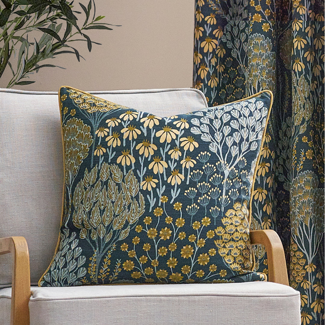 Ophelia Floral Square Throw Pillow Cover