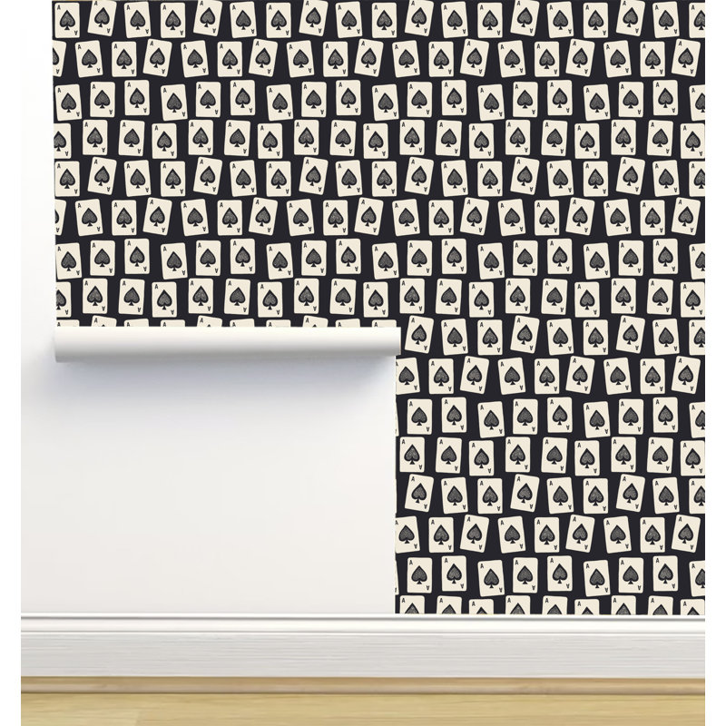 Neritan Ace 2.16' L x 5" W Peel and Stick Wallpaper Roll, Charcoal