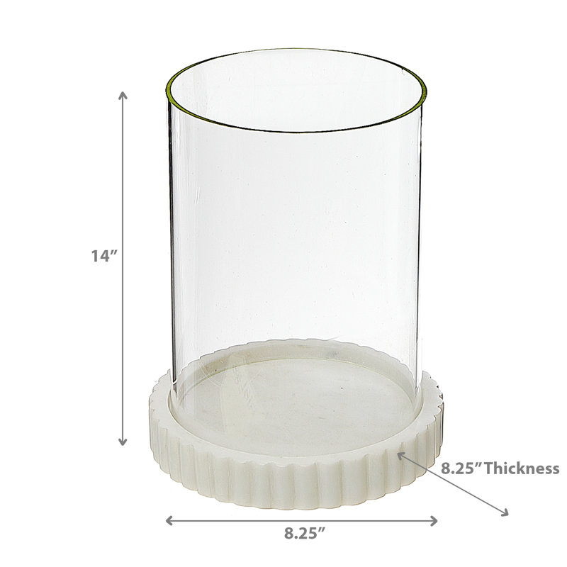 Ih Casadecor 9'' H Marble Tabletop Hurricane, White
