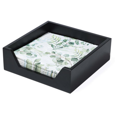Napkin Holder For Table, Wooden Napkin Dispenser With Side Large Opening For Paper Napkins