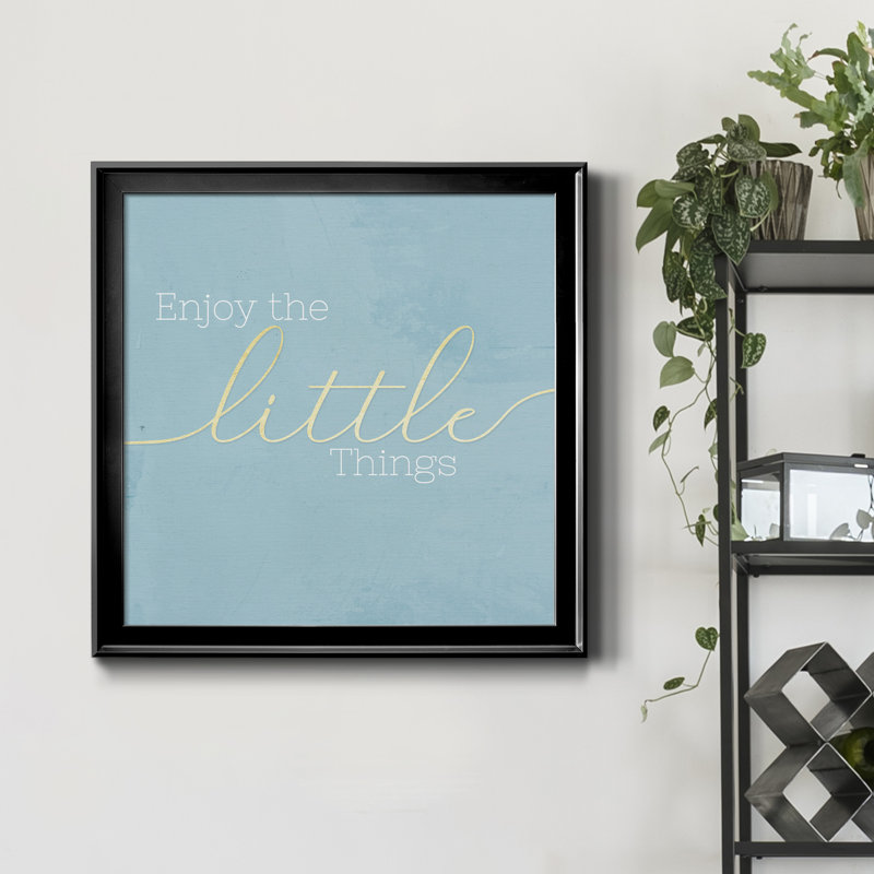 Enjoy the Little Things - Reproduction d'art textuel sur toile encadrée, H 17,5 po x l 17,5 po x P 1,5 po, Cadre noir